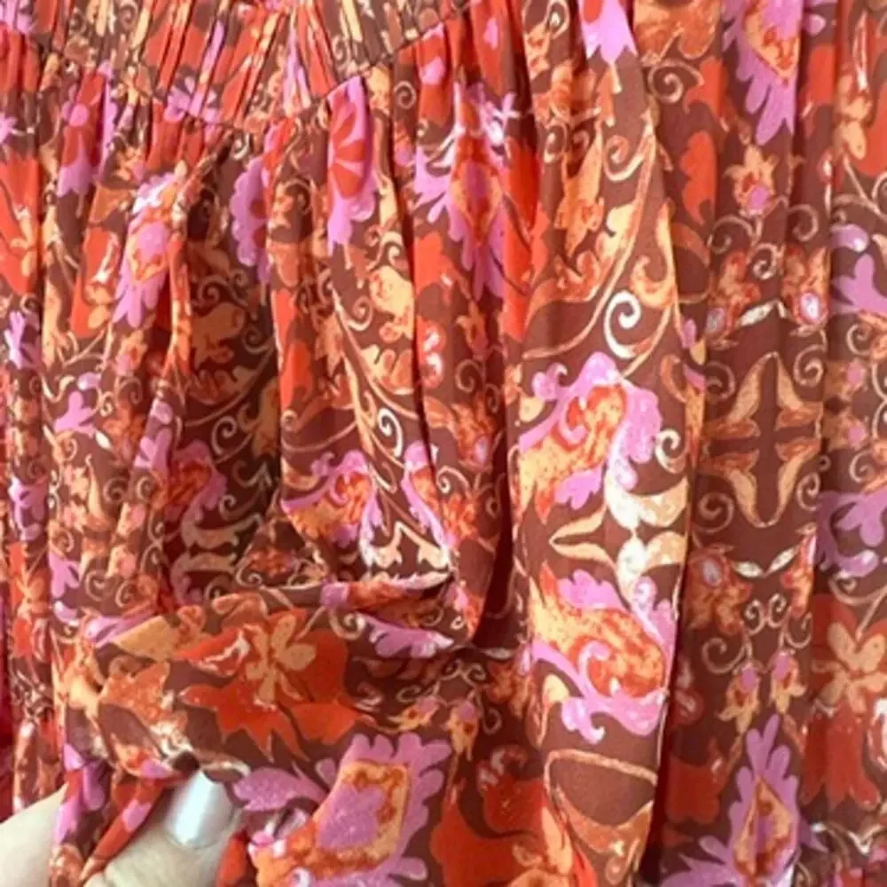 AMUR Strapless Maxi Dress Red Kaleidoscope Paisley NWT Sustainable Size 10 - Picture 8 of 10